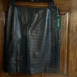 Lauren by Ralph Lauren  Genuine Black Leather Skirt